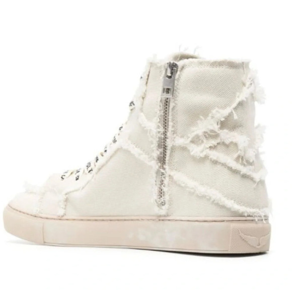 NIB Zadig & Voltaire High Flash Canvas High Tops Size 39 Flash Cream US 8 - Picture 3 of 15